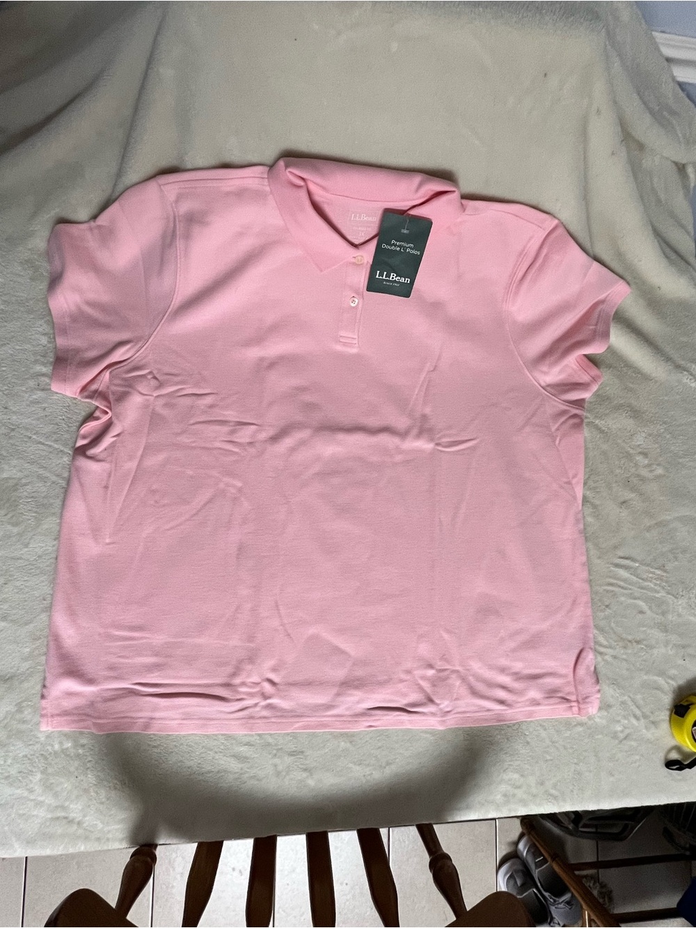 Women’s Plus 3X - LL Bean Polo Shirt Light Pink Short Sleeve Classic Cotton NEW